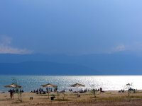 Strand a Prespa-tó partján